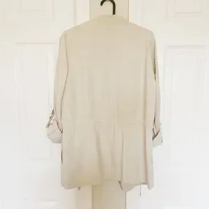 Zara Jackets Coats Zara Cream Open Front Shirt Jacket